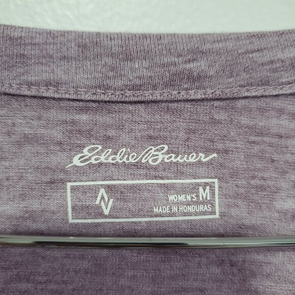 EDDIE BAUER Henley Shirt Roll Tab Long Sleeve Heathered Purple Women's Medium - Picture 10 of 14